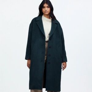 Madewell The Alonzo Coat Wool-Blend Long Coat in Dark Teal - Women